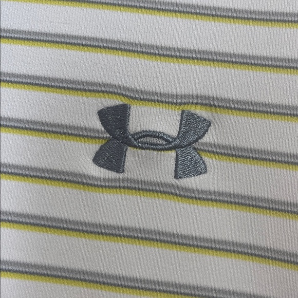 Men's Under Armour Loose Heat Gear Sz XL Polo Shirt Short Sleeve Striped - Picture 5 of 14